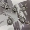 DIY zinc alloy jewelry accessories, hollowed-out texture turtle King Eight pendant, necklace, beaded keychain, pendant details Picture